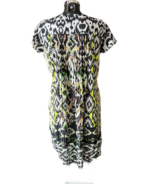 Orientique Izmir easy fit dress - Green/black/white