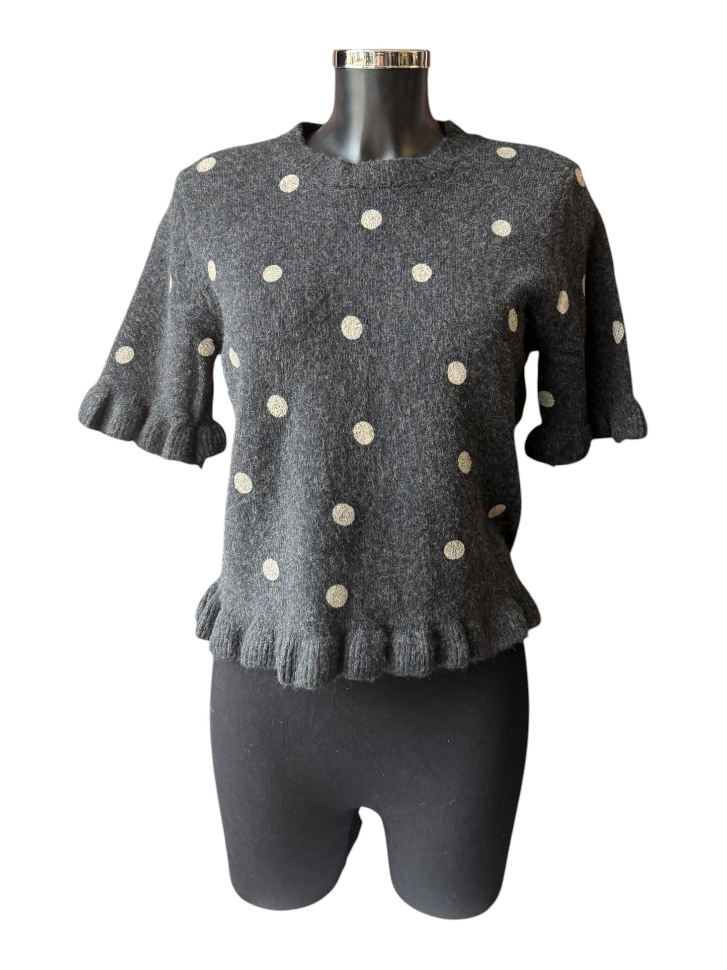 Tammy frill trim polka dot jumper - Black