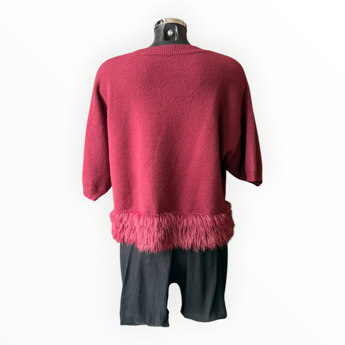 Faith boxy feather trim jumper - Wine