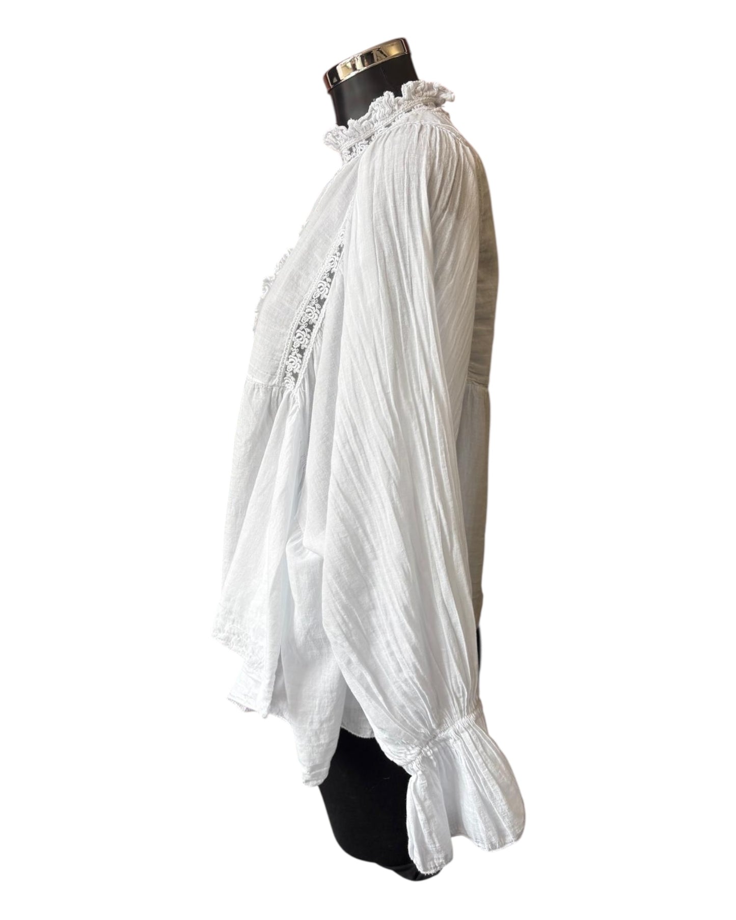 Amy high neck white cotton blouse