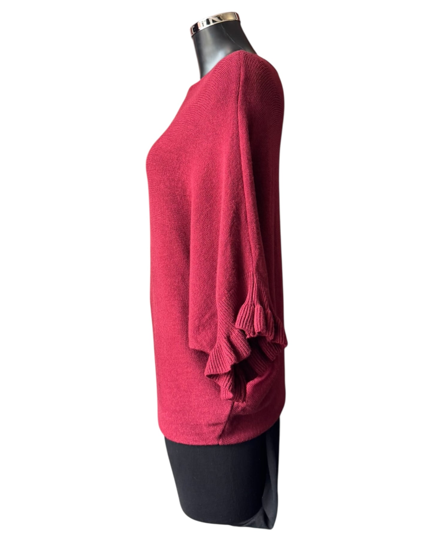 Alissa batwing frill cuff jumper - Bordeaux
