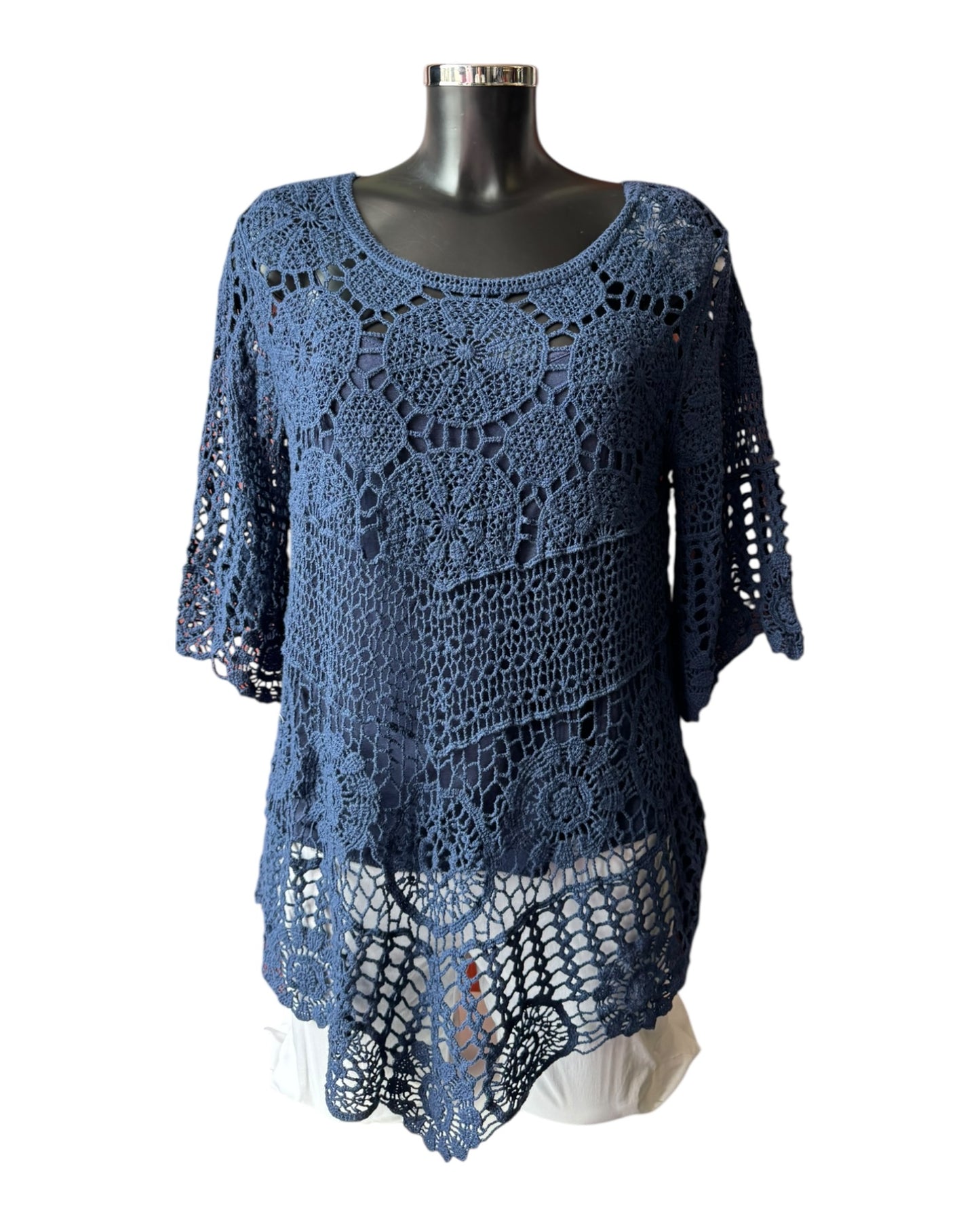 Bridgette 2 piece crochet top - Navy