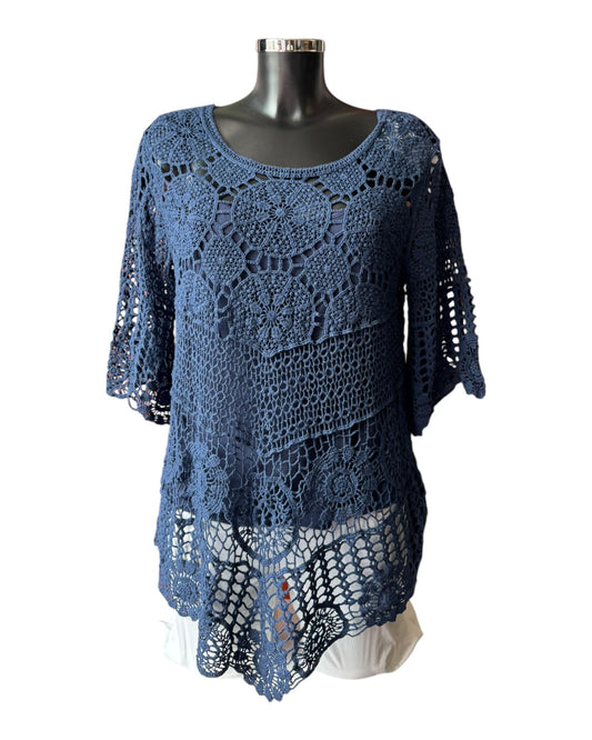 Bridgette 2 piece crochet top - Navy