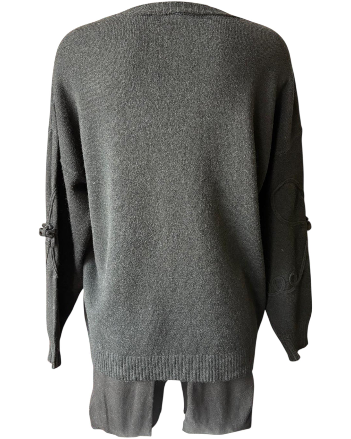 Iris appliqué ribbon flower jumper - Black