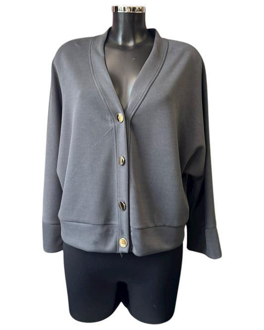 Lola gold button cardigan - Grey