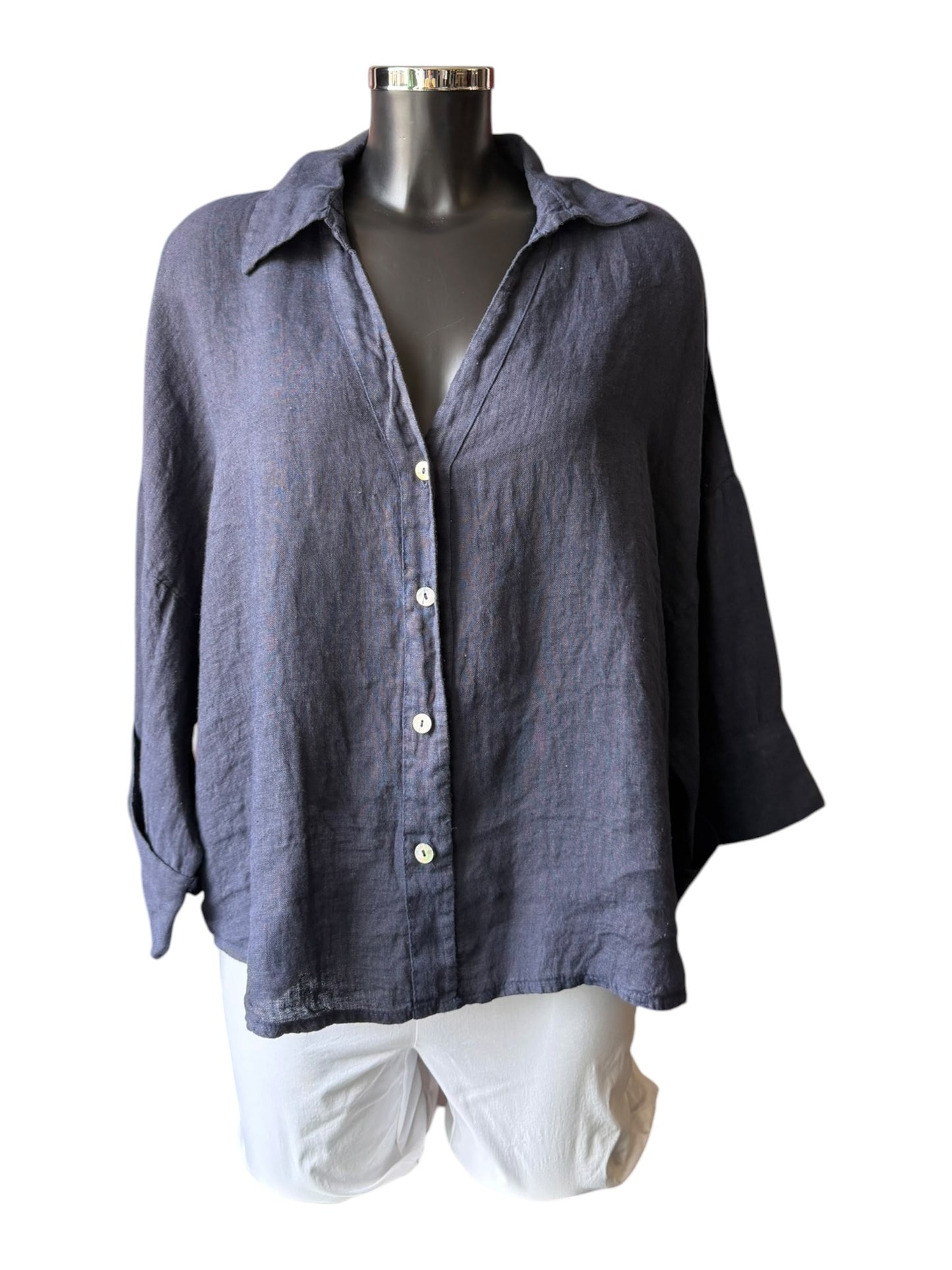 Lizzie linen oversized shirt - Navy