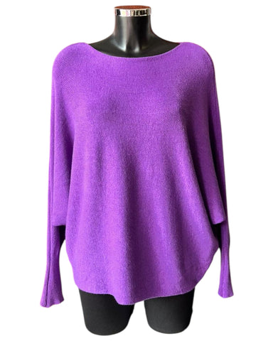 Cassie pearl back batwing jumper - Purple