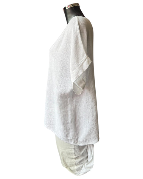 Casey range sequin v neck top - White