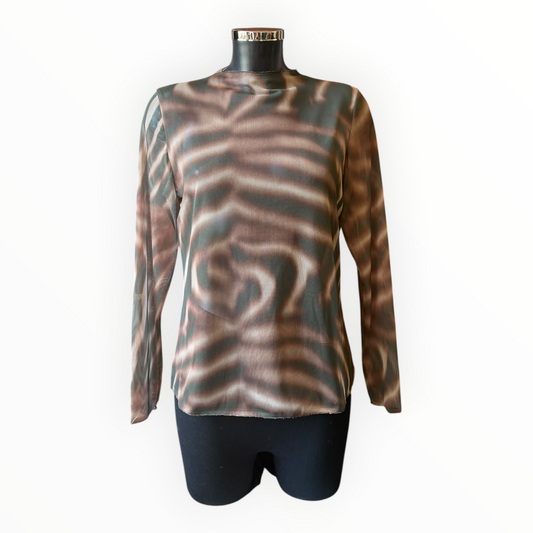 Mandy mesh top - wavey khaki
