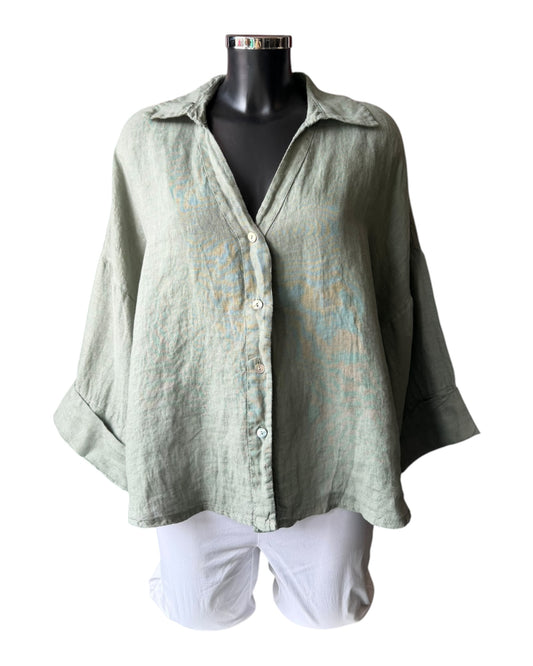 Lizzie linen oversized shirt - Khaki