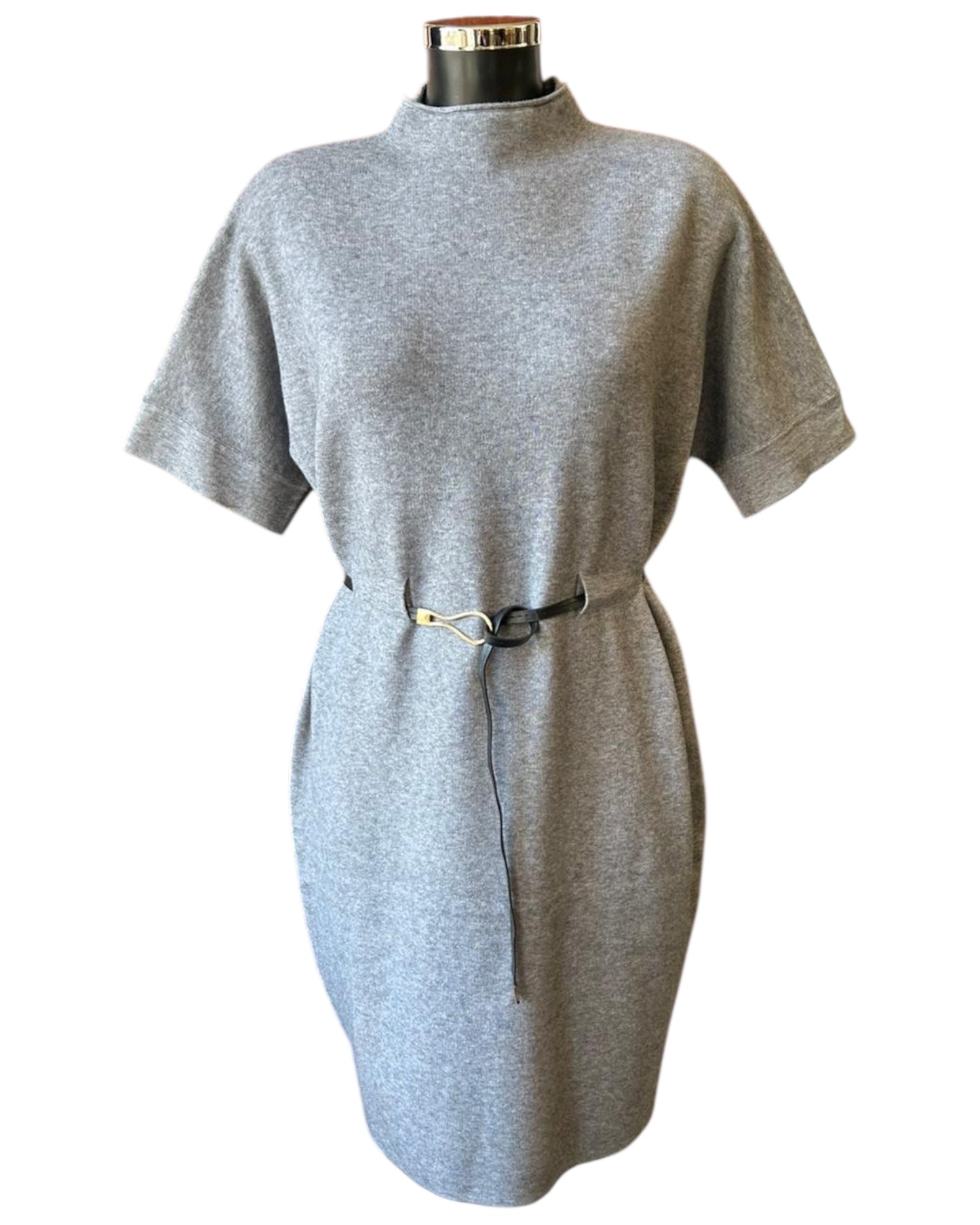 Thea knitted short belted dress - Grey