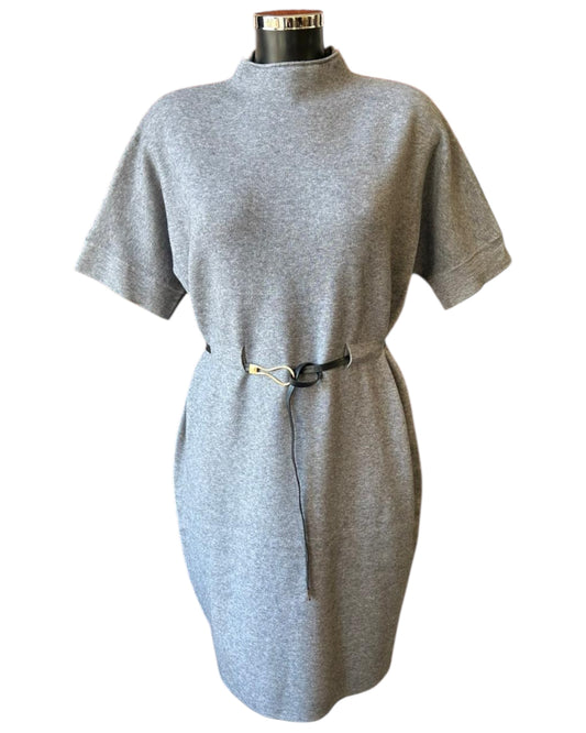 Thea knitted short belted dress - Grey