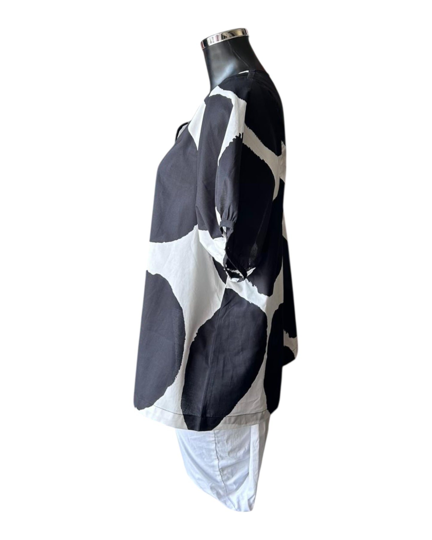 Tirelli bishops sleeve poplin top - Black/White