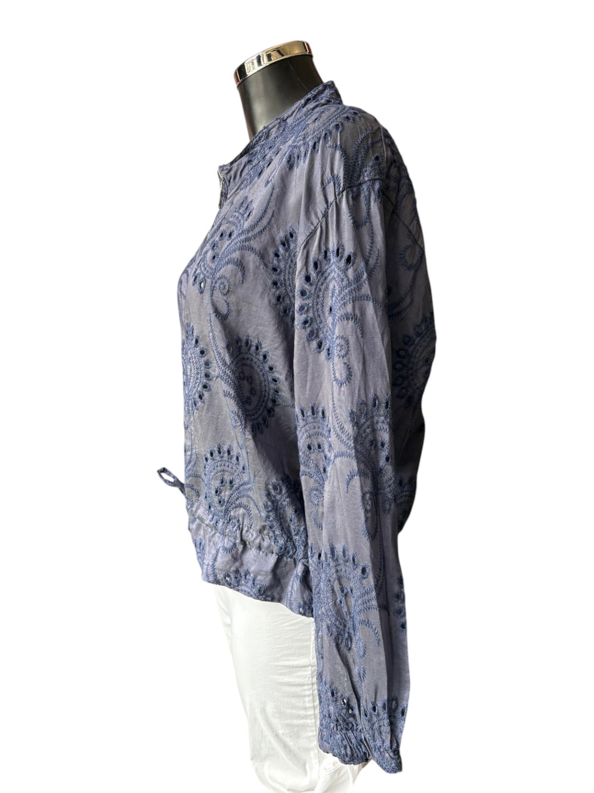 Rita navy cutwork embroidered lightweight jacket