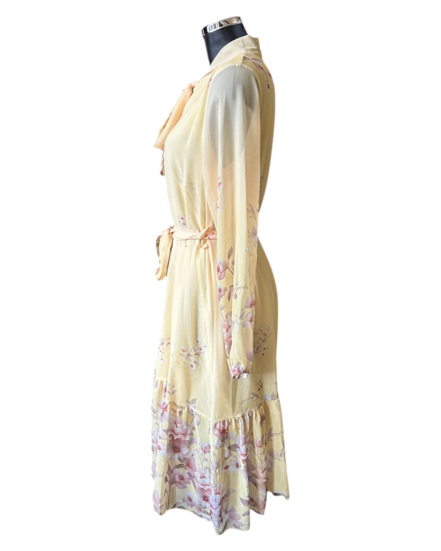 Beau floral tie neck dress - Lemon