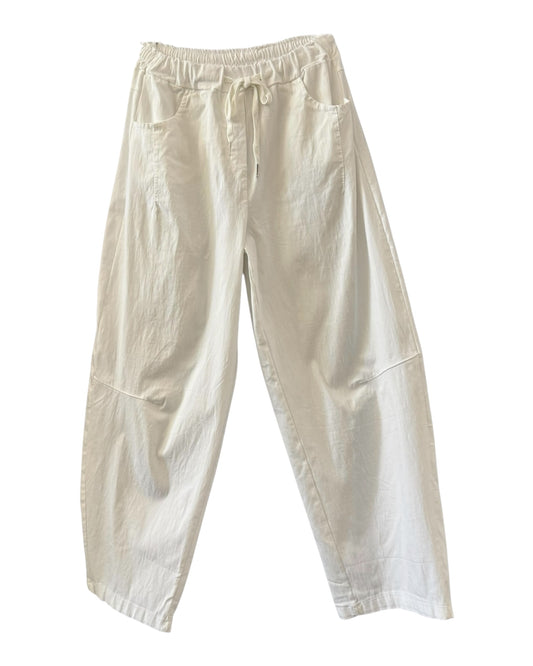 Aria super stretchy barrel leg trousers - White