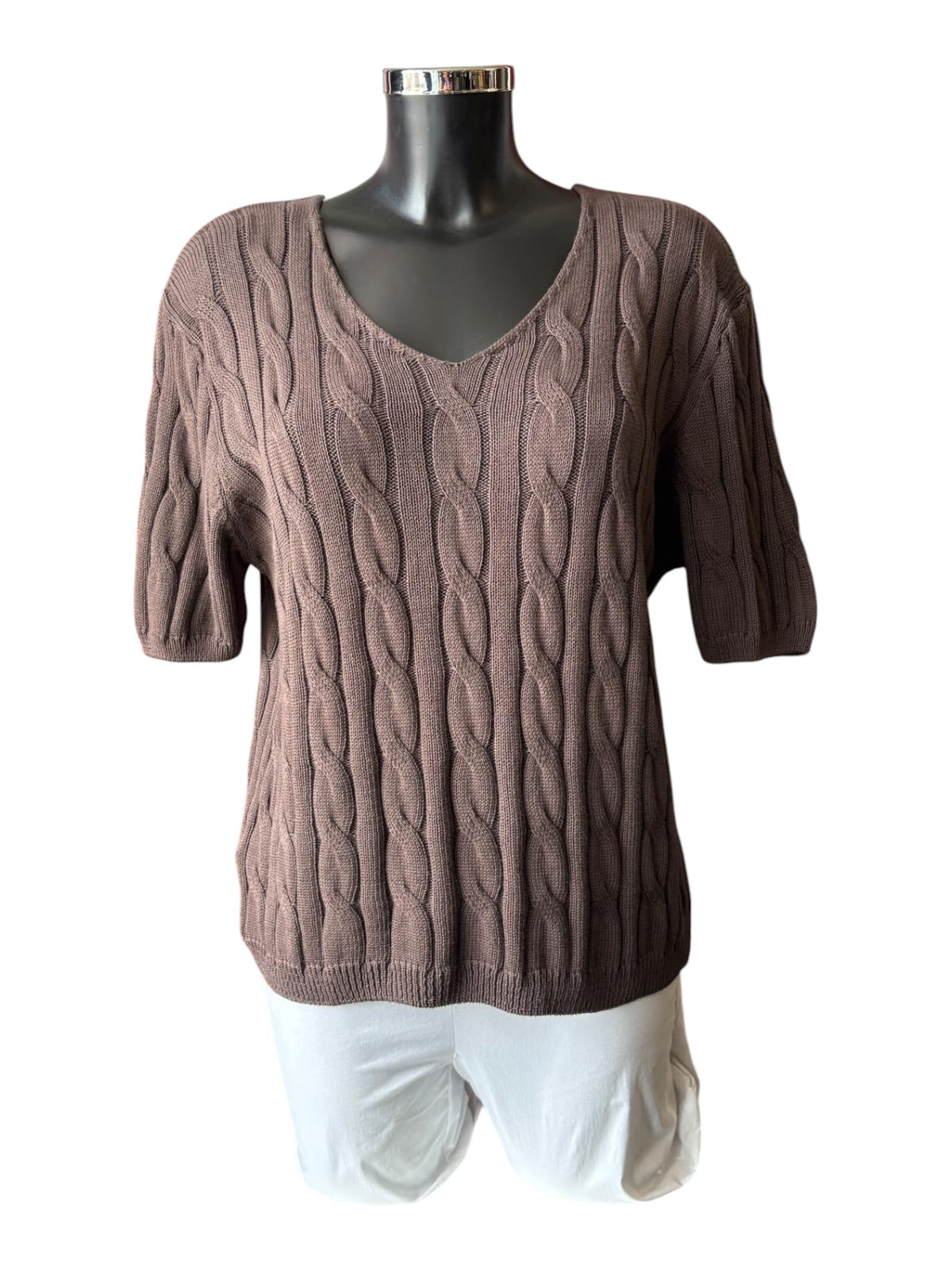 Mila cable knit cotton jumper - Chocolate
