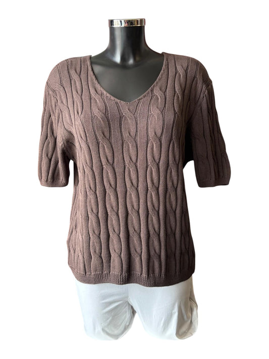 Mila cable knit cotton jumper - Chocolate