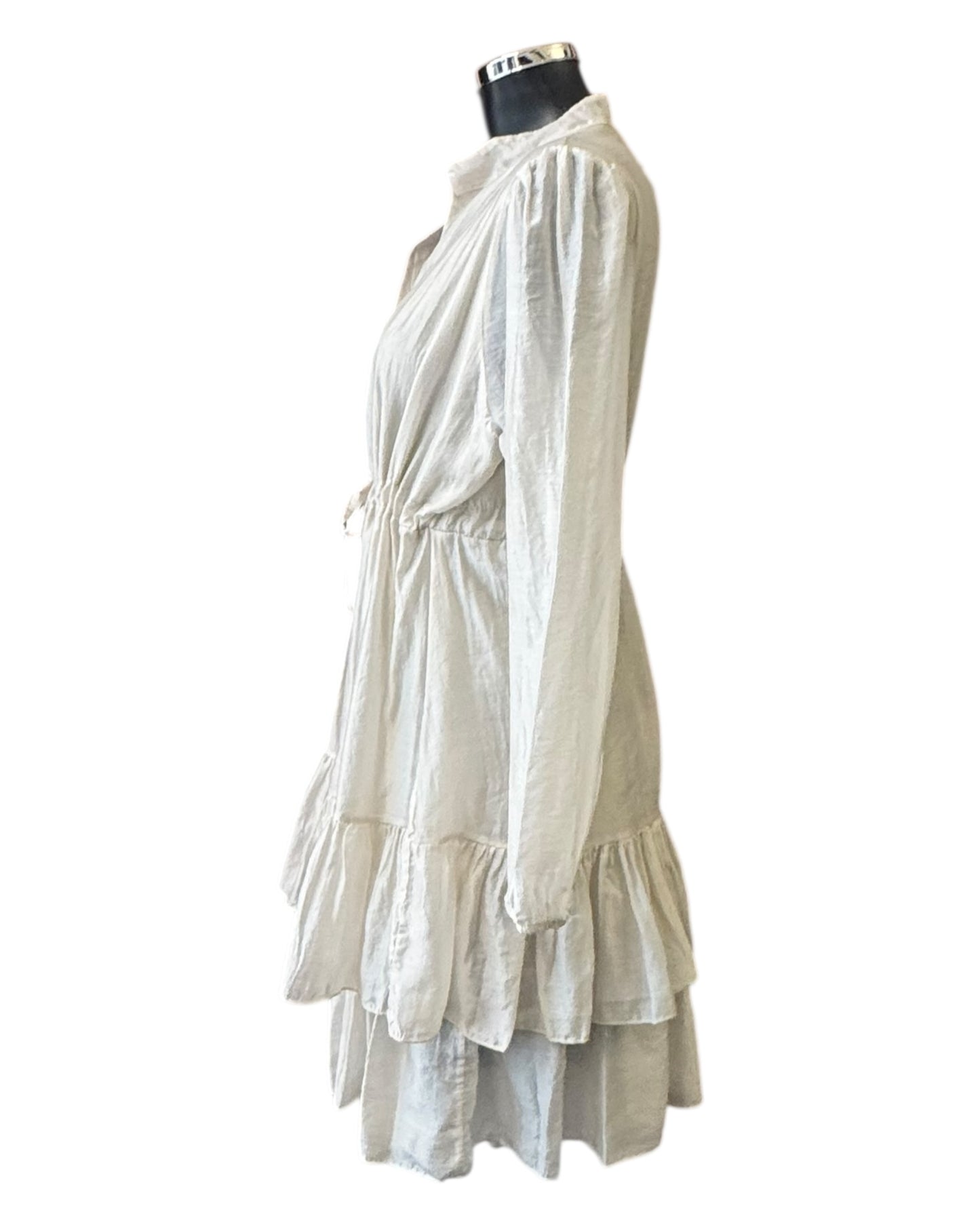 Belinda boho ruffle hem mini dress - beige