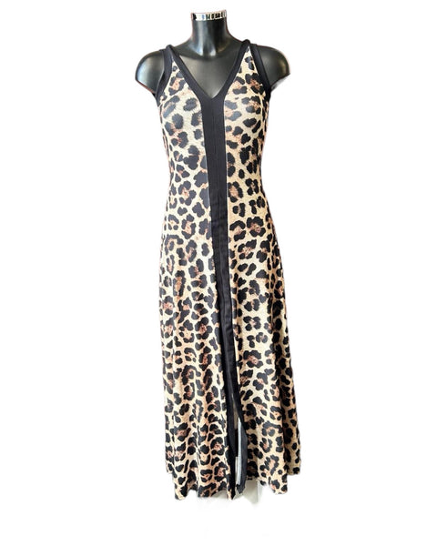 Rita animal print split front dress