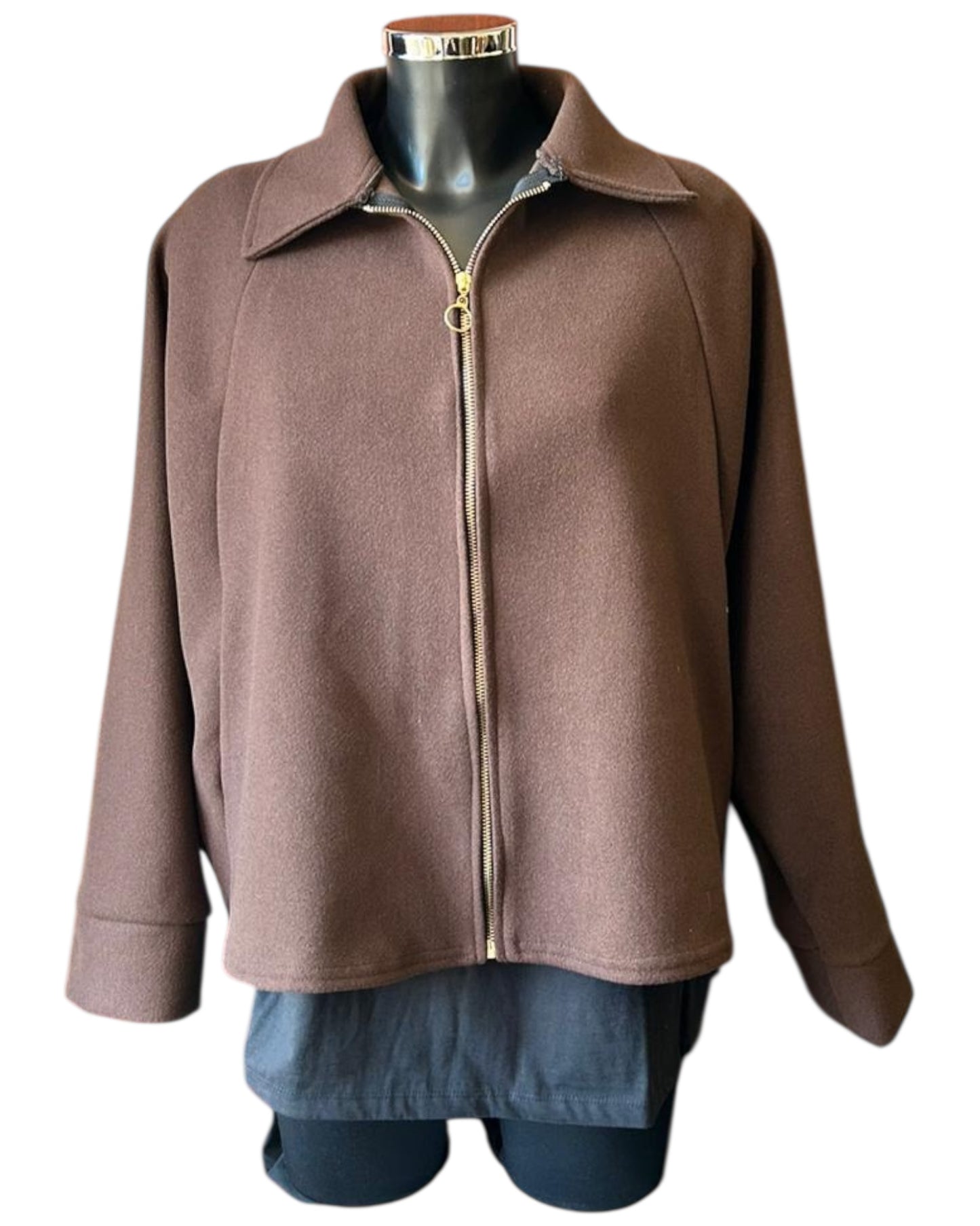 Katrina soft touch collared jacket - Chocolate