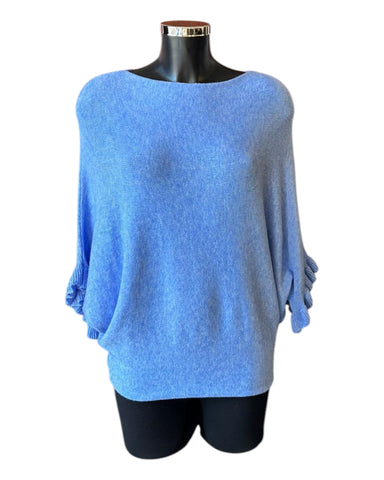 Shelly frill sleeve batwing jumper - Blue