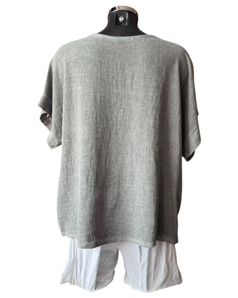 Casey range sequin v neck top - grey