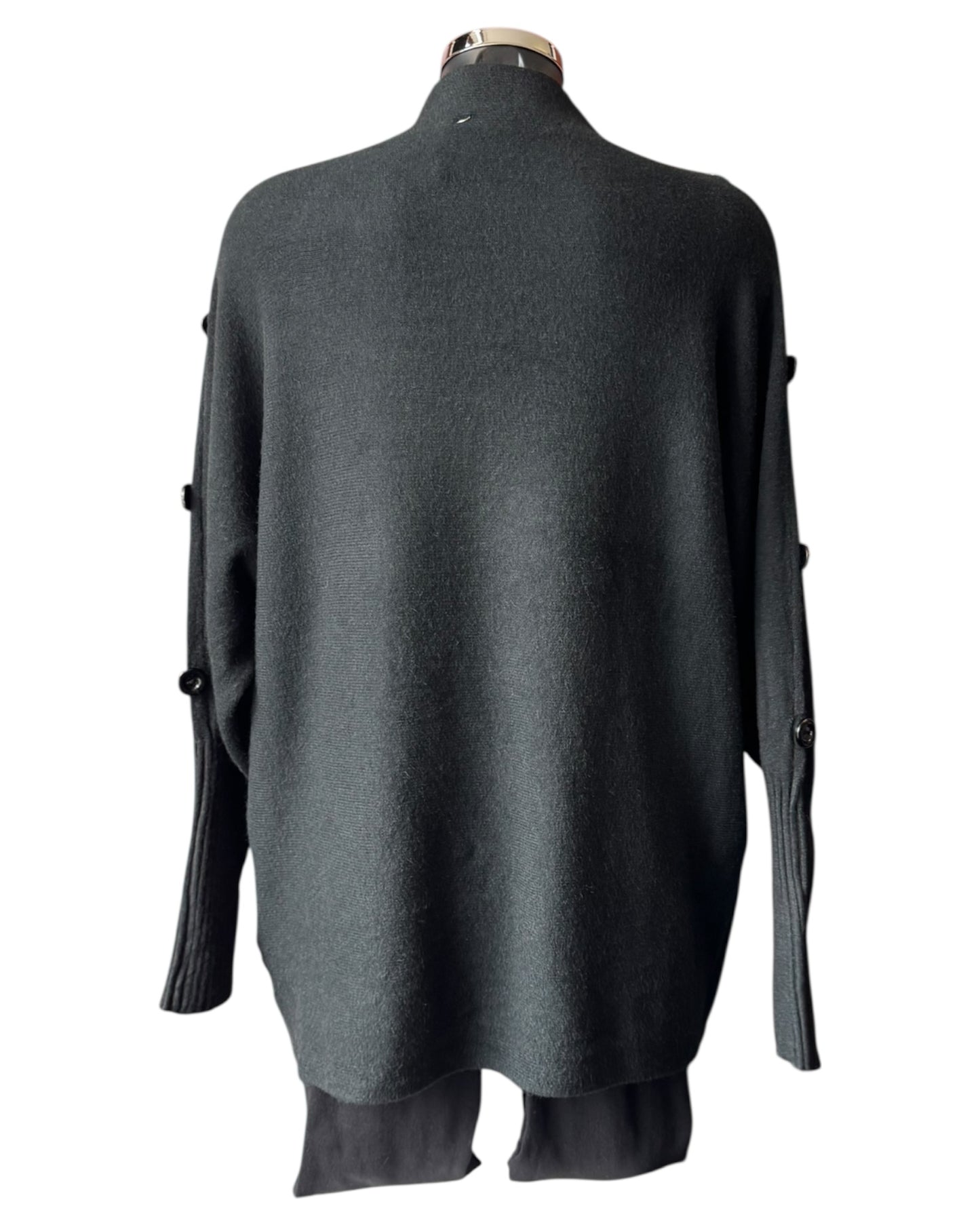 Elsie high neck button shoulder jumper - Black