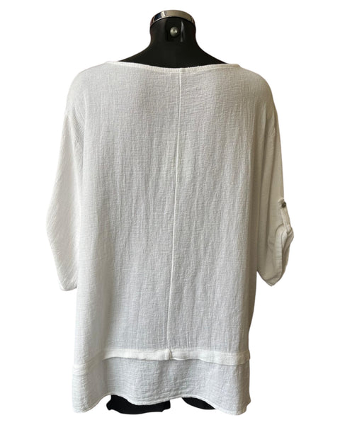 Casey range half sleeve tunic top - White