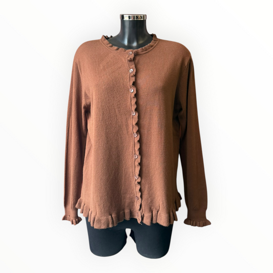 Florence frill trim cardigan - Chocolate