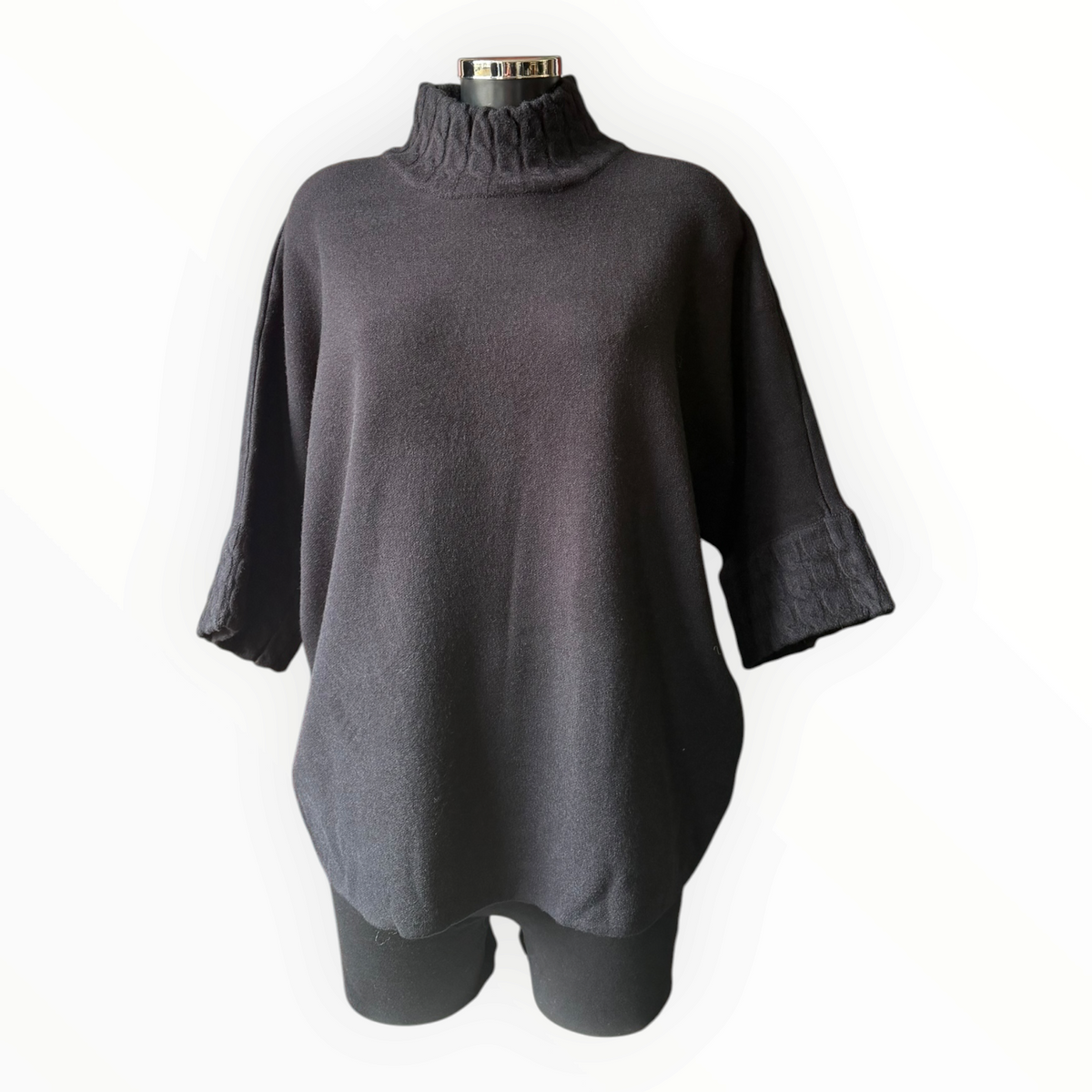 Poppy cable knit cuff and neck jumper in black