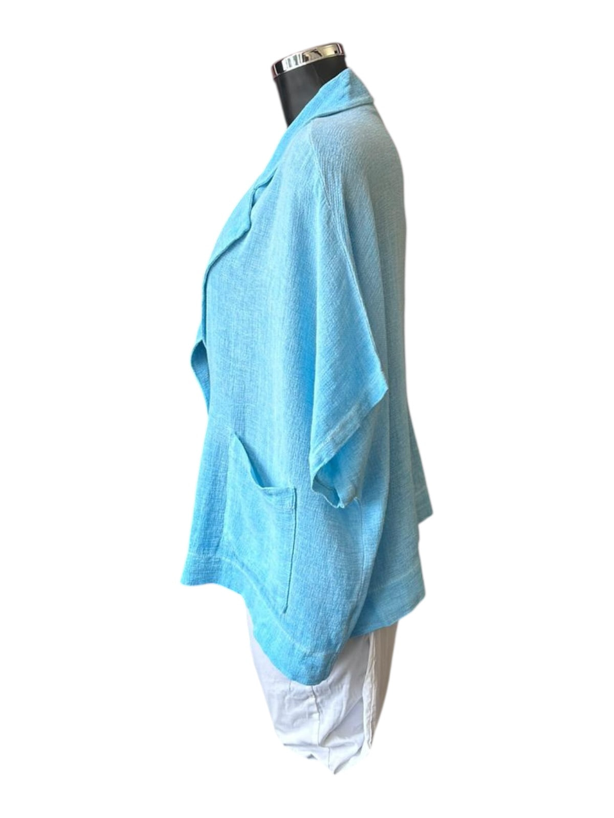 Casey range single button jacket top - Aqua