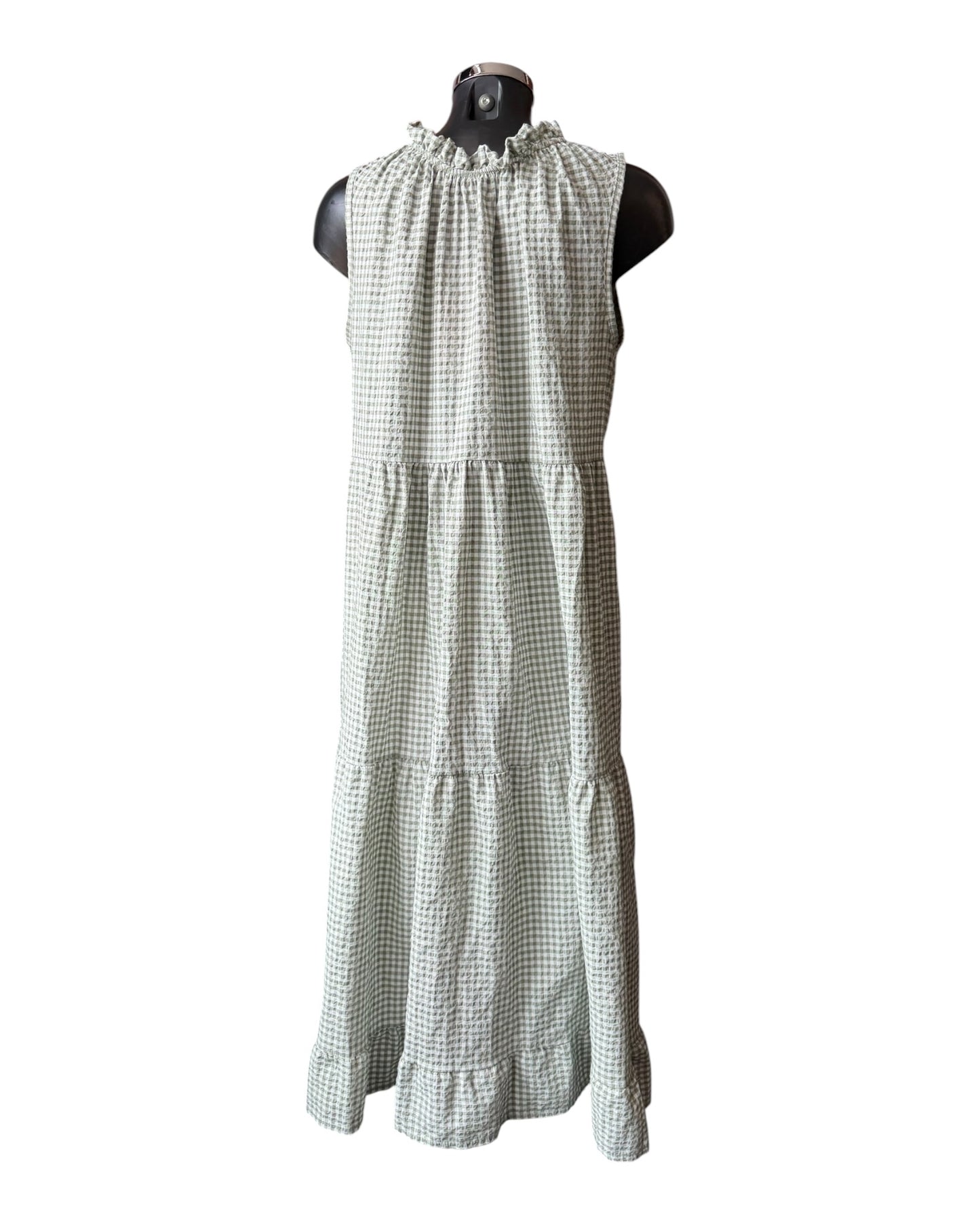Gia gingham check tie neck dress - Khaki