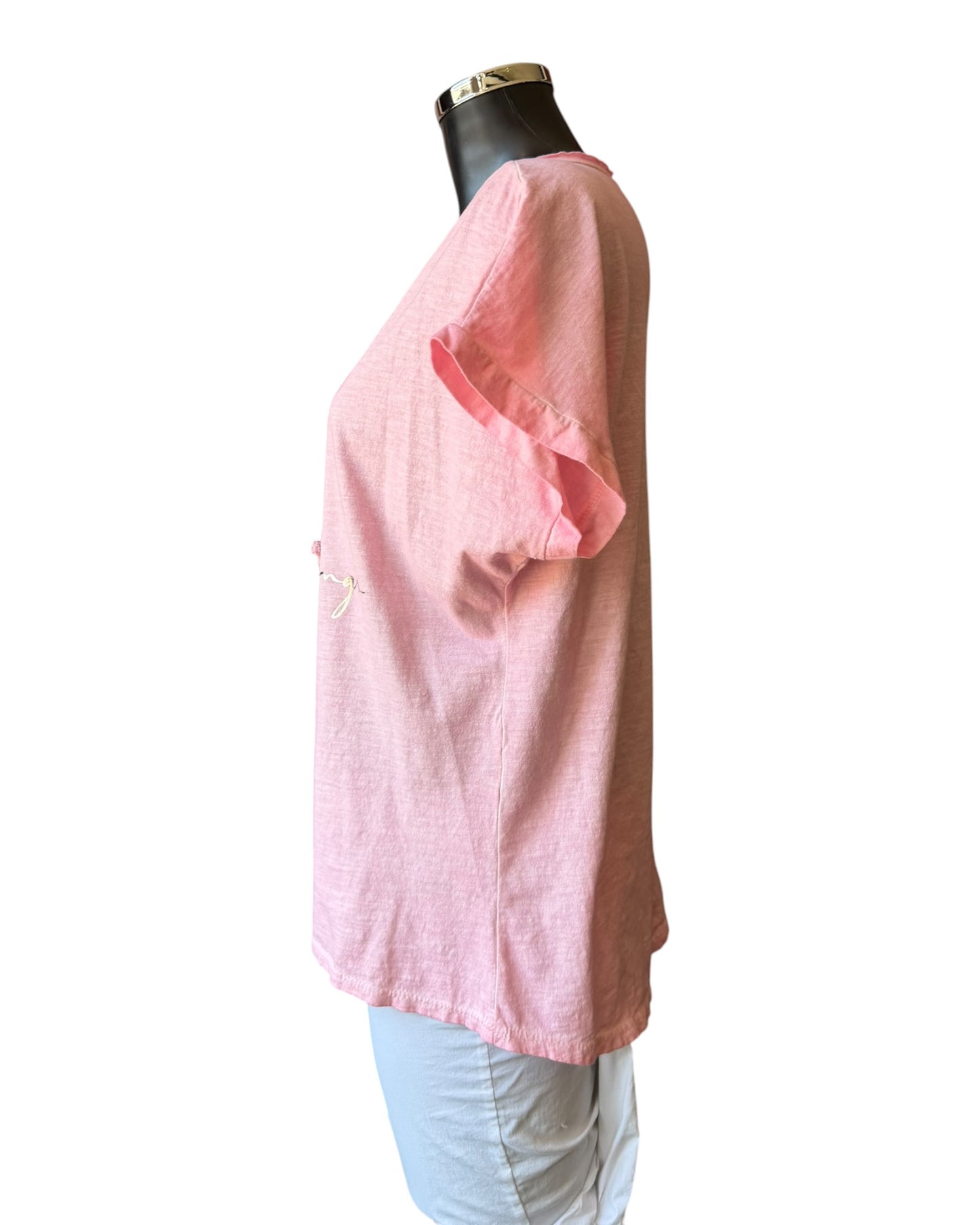 Olivia foil t-shirt v neck star - Pink