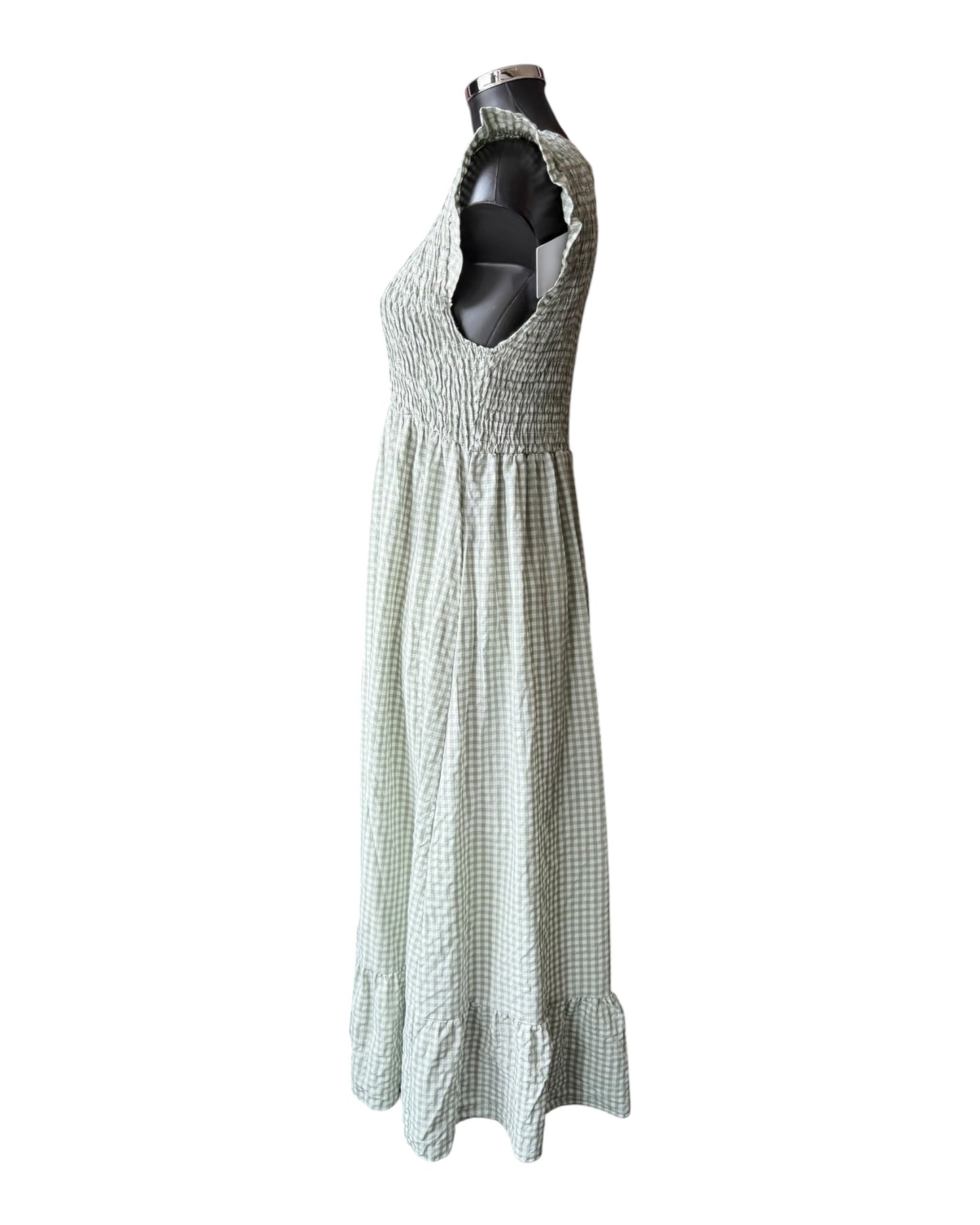 Gia gingham check shirred bust dress - khaki
