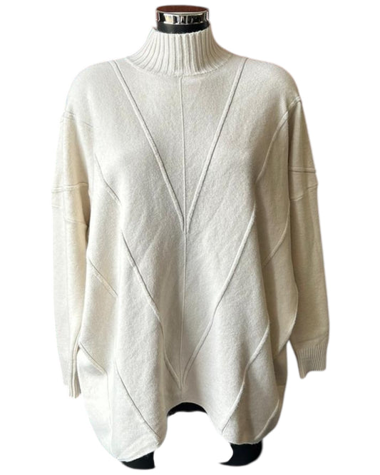 Courtney chevron knit turtle neck jumper - Cream
