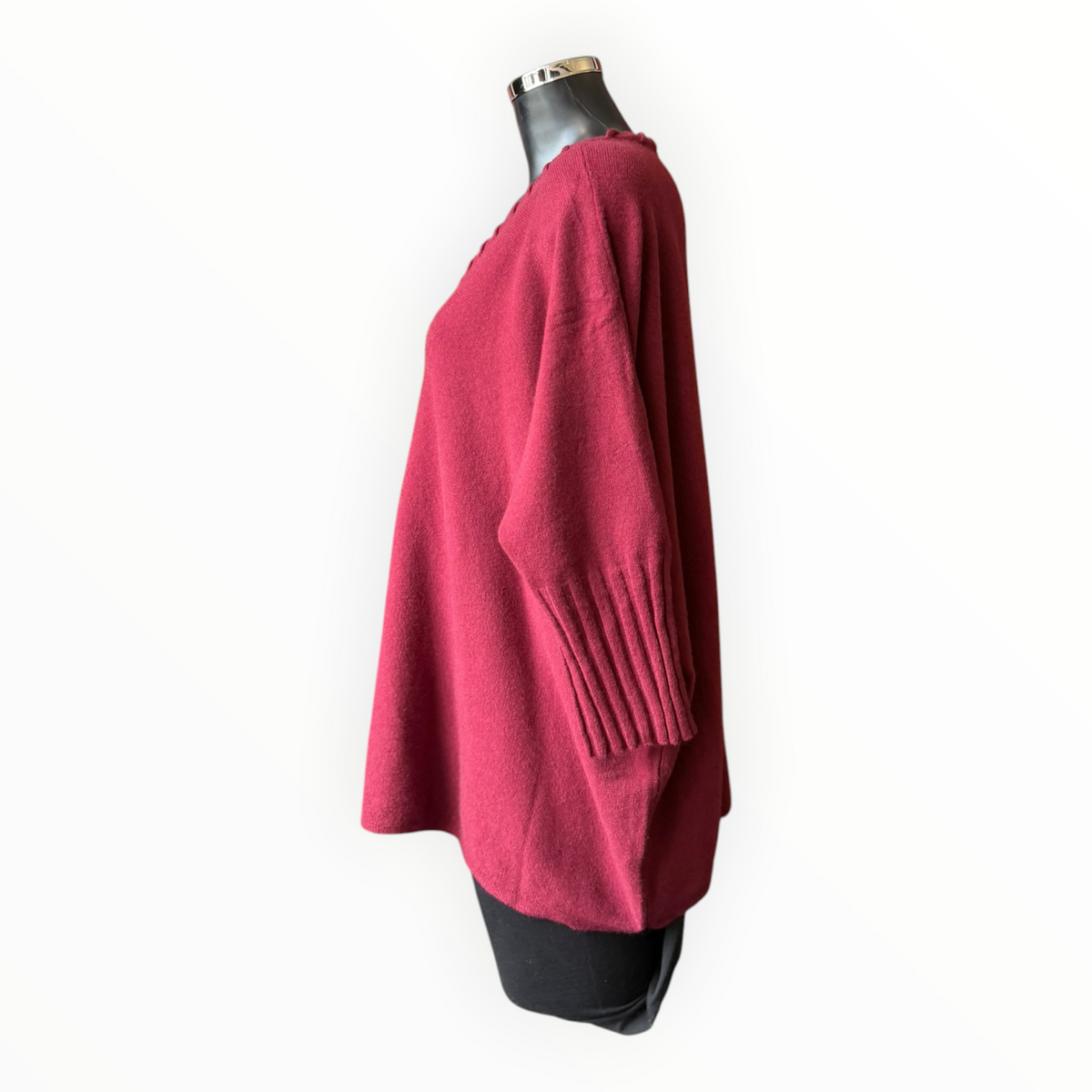 Melissa v neck relaxed fit jumper - wine