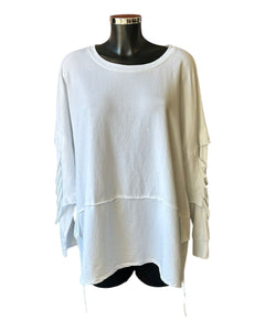 Phoebe slash detail sweatshirt tunic top - White