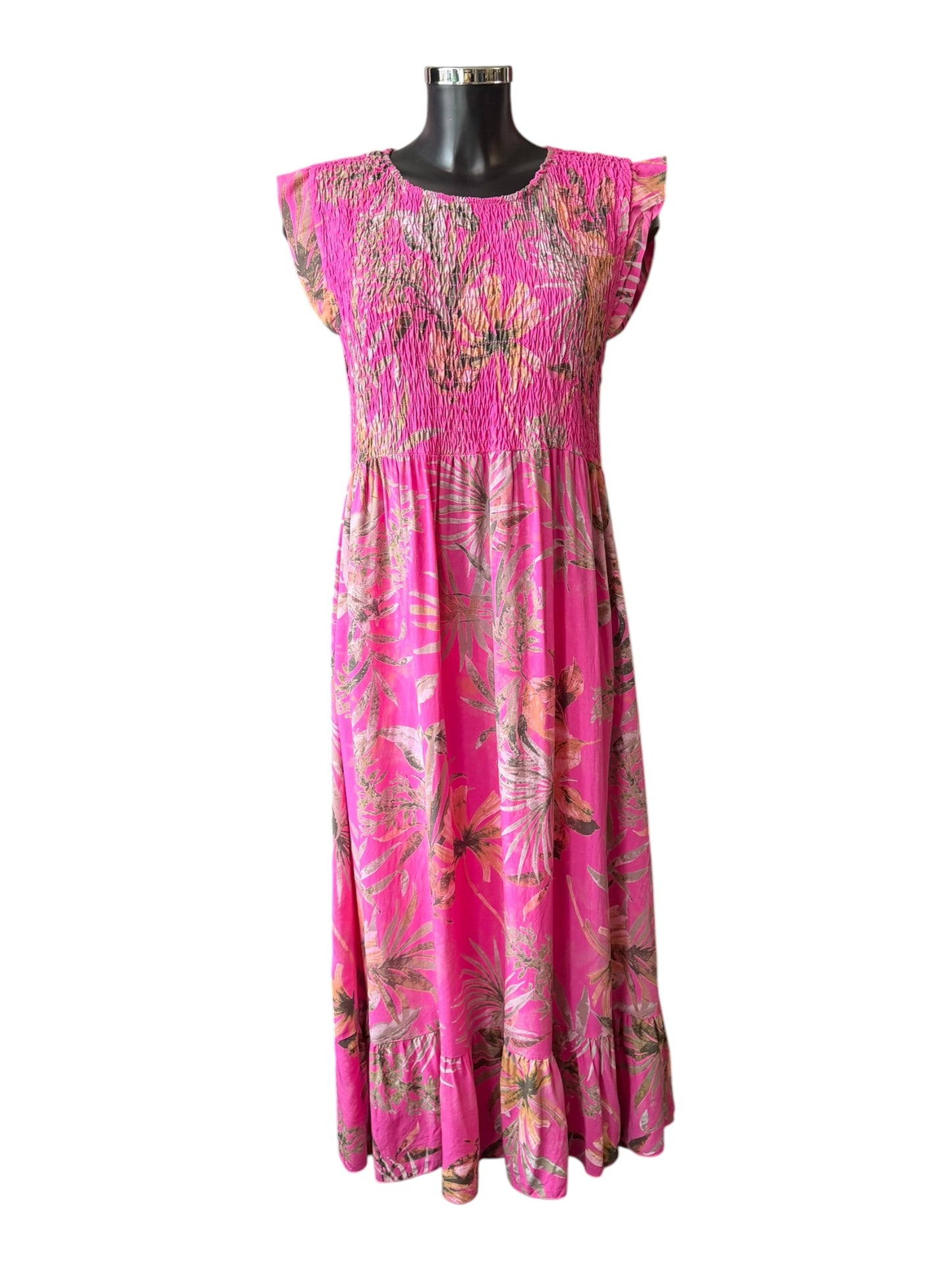 Molly midi dress tropical print dress - Cerise
