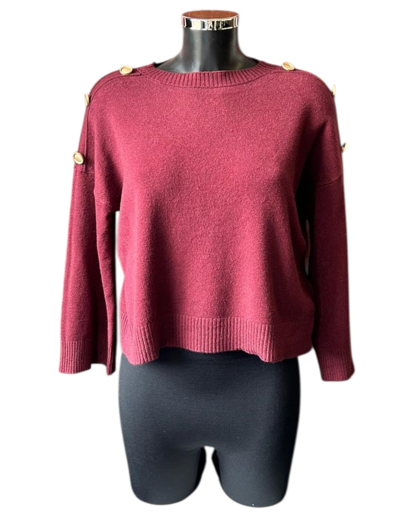Valerie short button shoulder jumper - Bordeaux