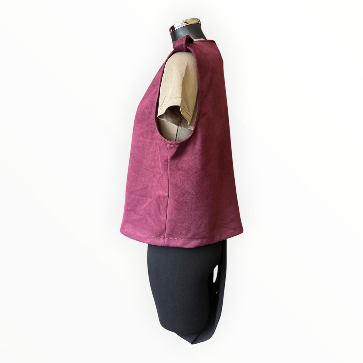 Moira suede feel military waistcoat - Wine