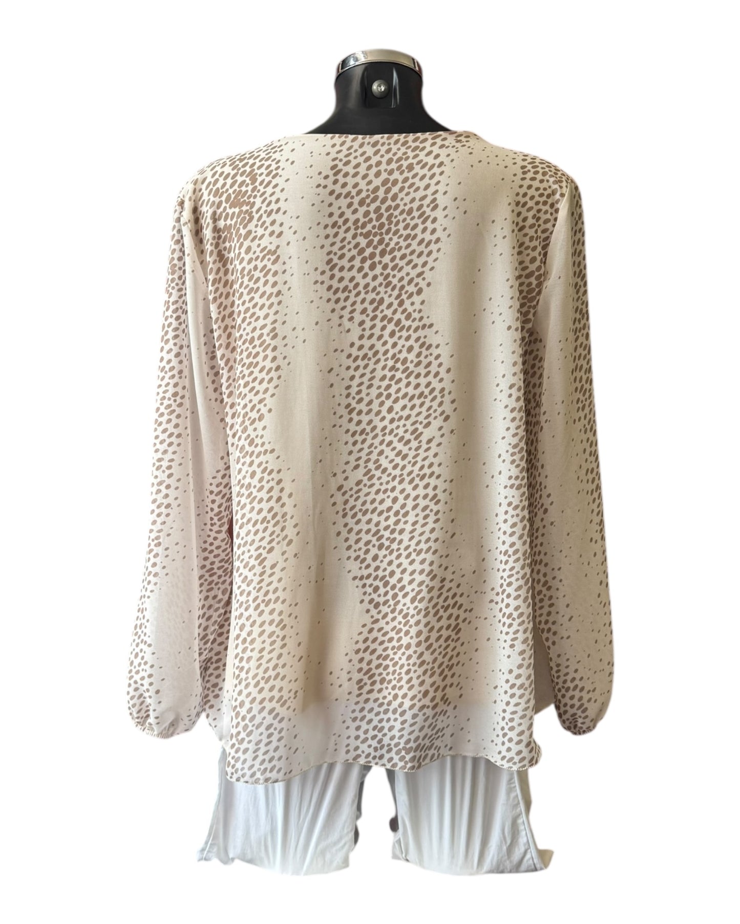 Heidi chiffon pleated spot top - Beige