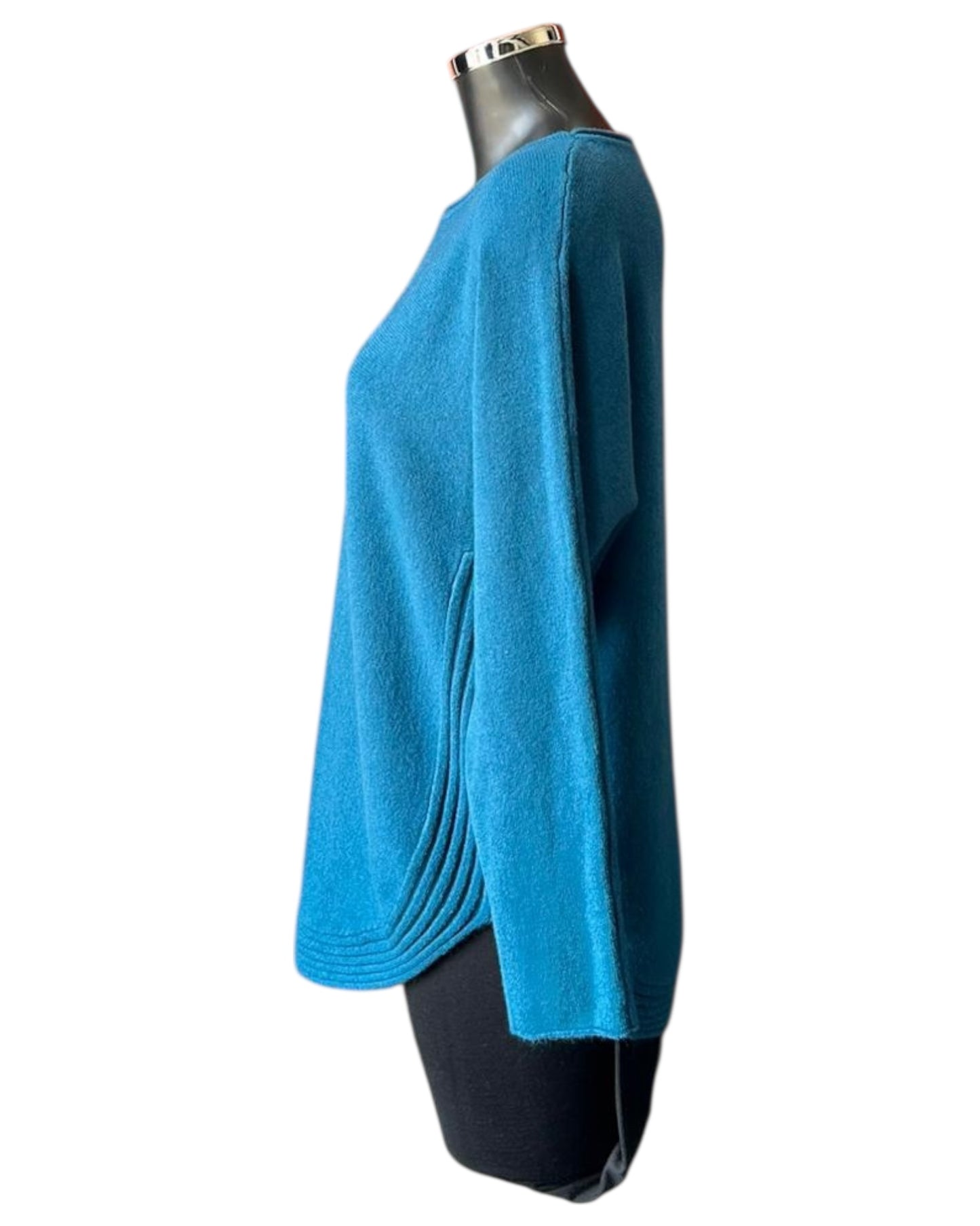 Camilla curved hem soft knitted jumper - Teal
