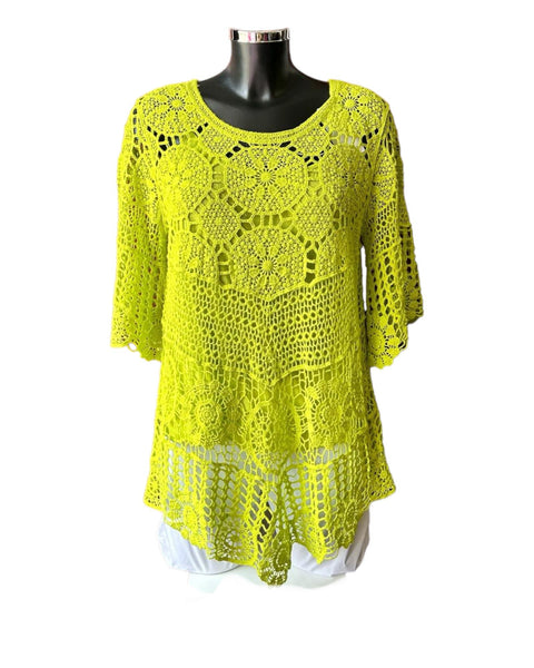 Bridgette 2 piece crochet top - Lime