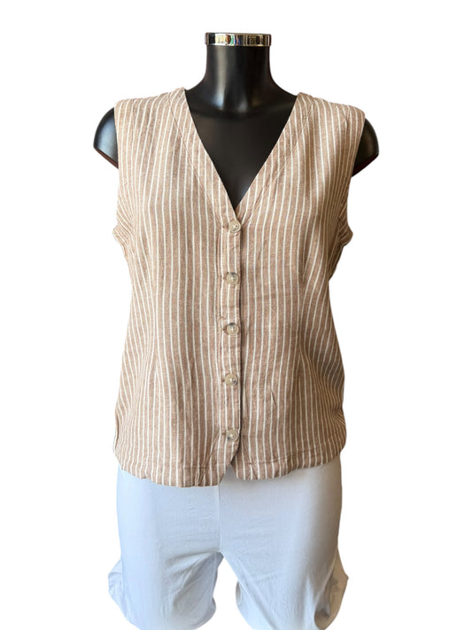 Byoung falakka waistcoat top - woodsmoke stripe