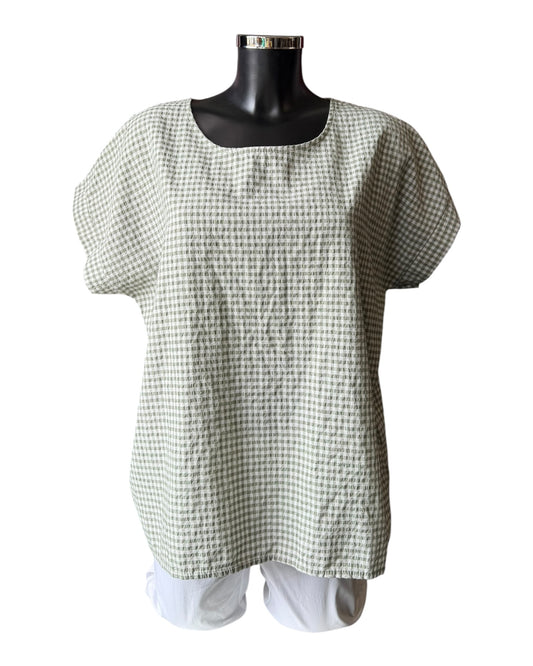 Gia gingham check tshirt style top - Khaki