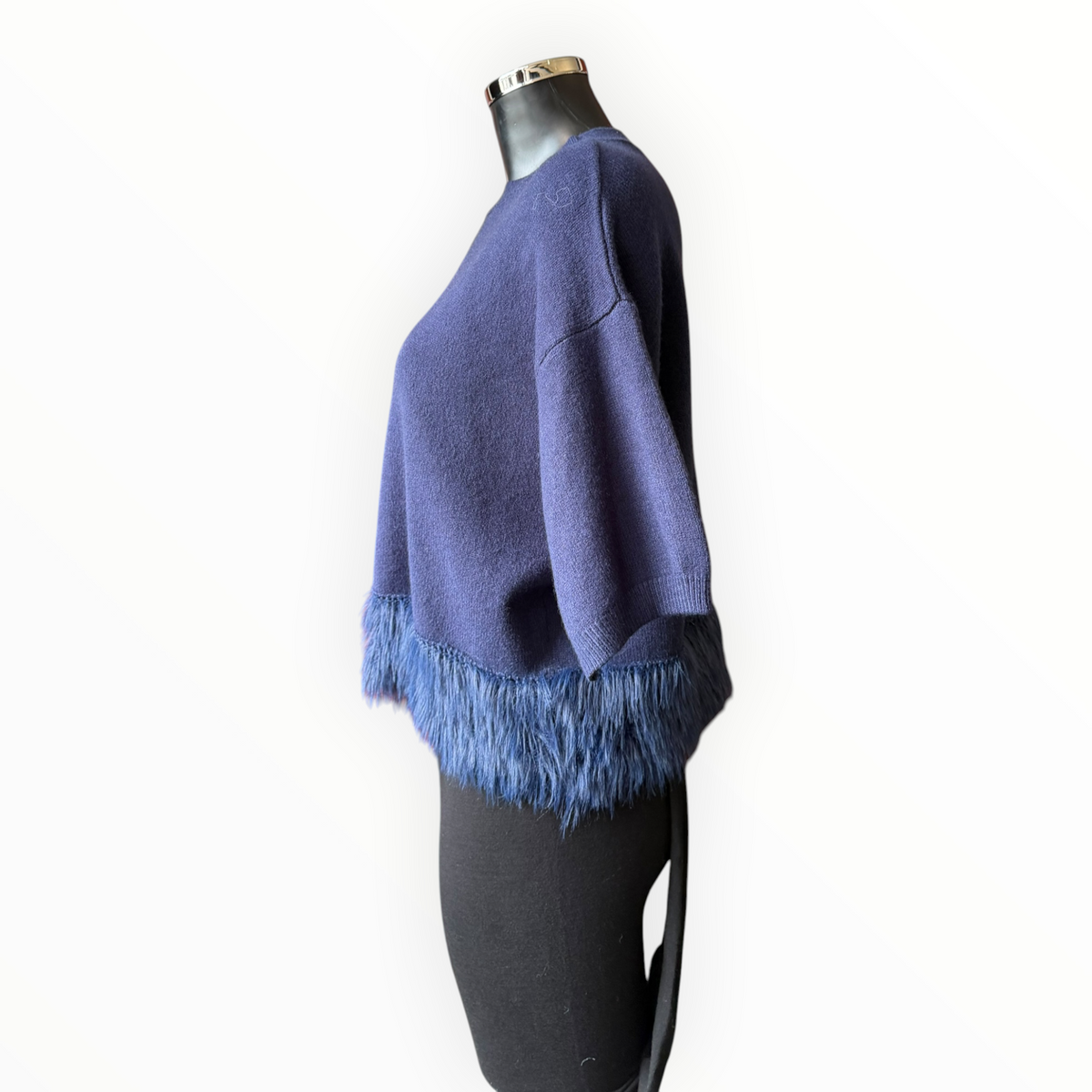 Faith boxy feather trim jumper - Navy