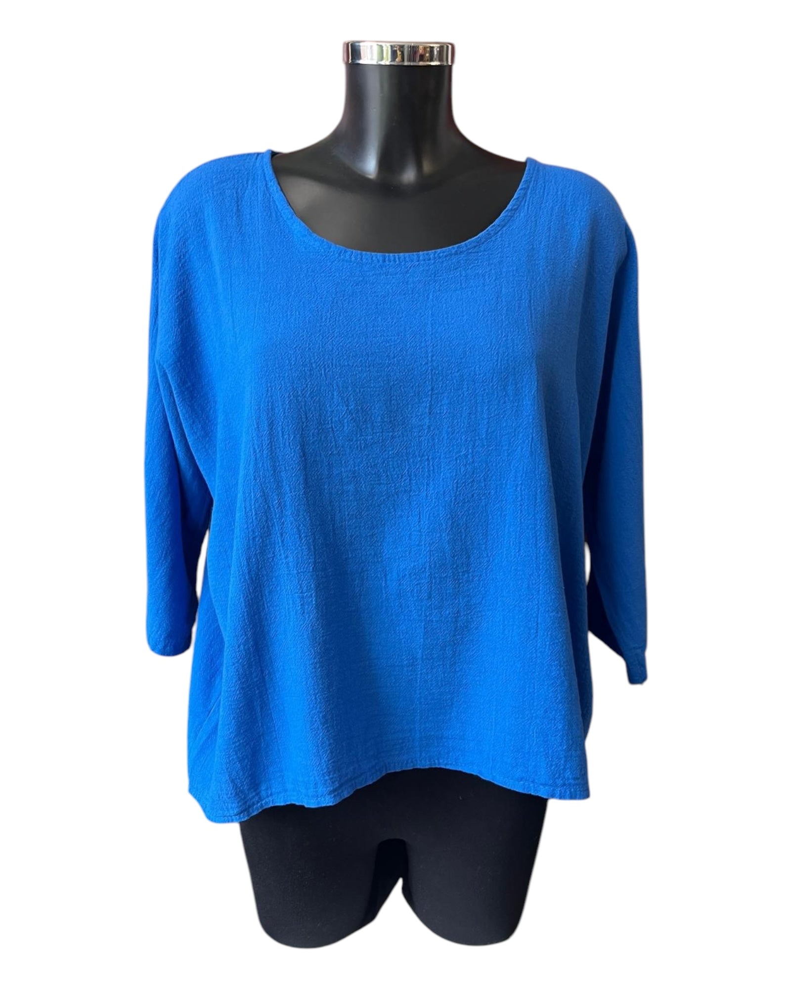 Mia cotton linen mix top - Cobalt Blue