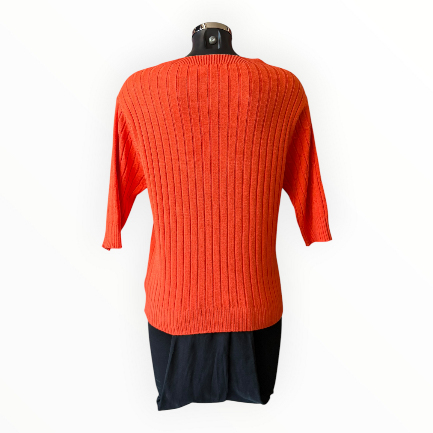 Tabby cable knit half sleeve jumper - Orange