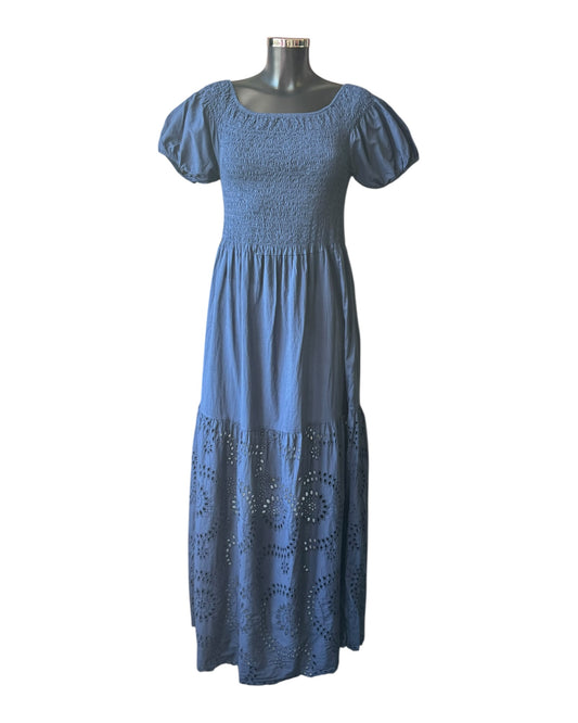 Dolly rouched top cutwork maxi dress - Navy